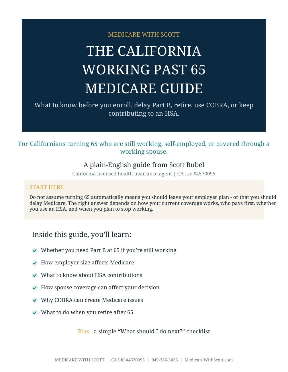 Cover of the free California Working Past 65 Medicare Guide
